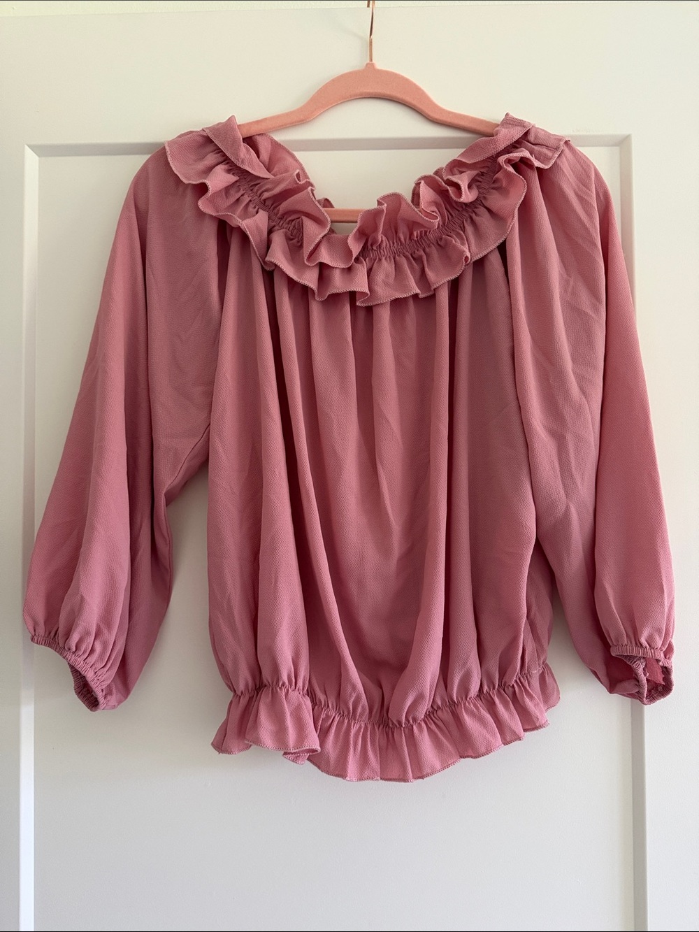 Women's Ruffle Off-Shoulder Top - Dusty Rose